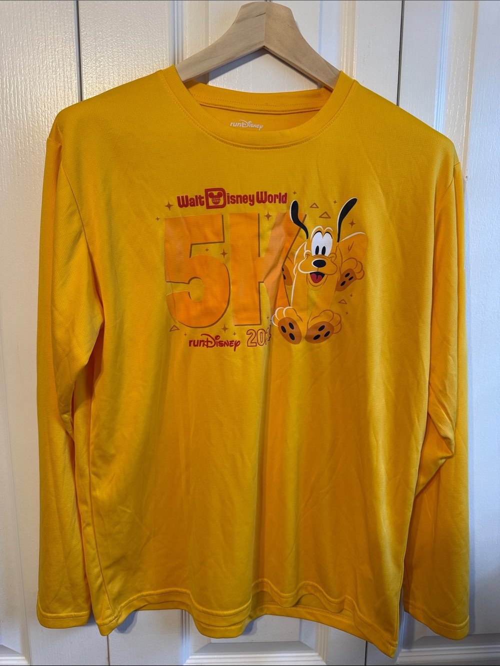 Walt Disney World Pluto 5K Yellow Long Sleeve RunDisney Shirt